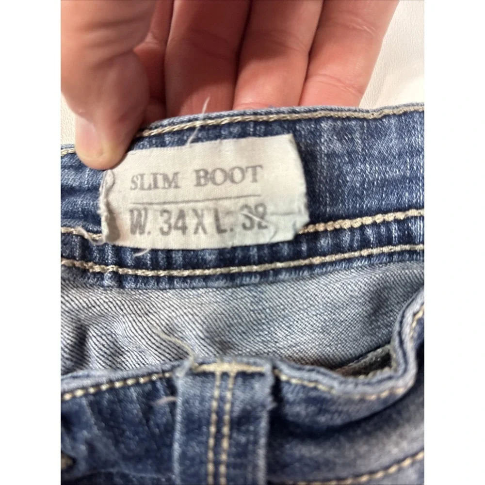 TK Axel Jeans Mens 34x30‎ Blue Slim Boot Stretch Denim Western Pocket Mid Rise